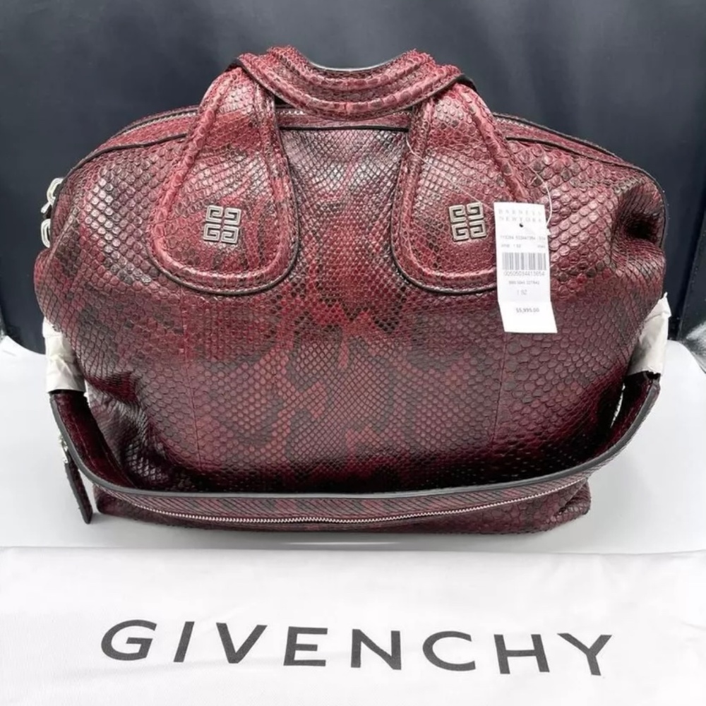 GIVENCHY BURGUNDY PYTHON NIGHTINGALE SATCHEL MEDIUM BAG RETAIL $5995 - Picture 2 of 11